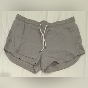 **Athleta Bali Linen Shorties Gray Drawstring Shorts Size 12**